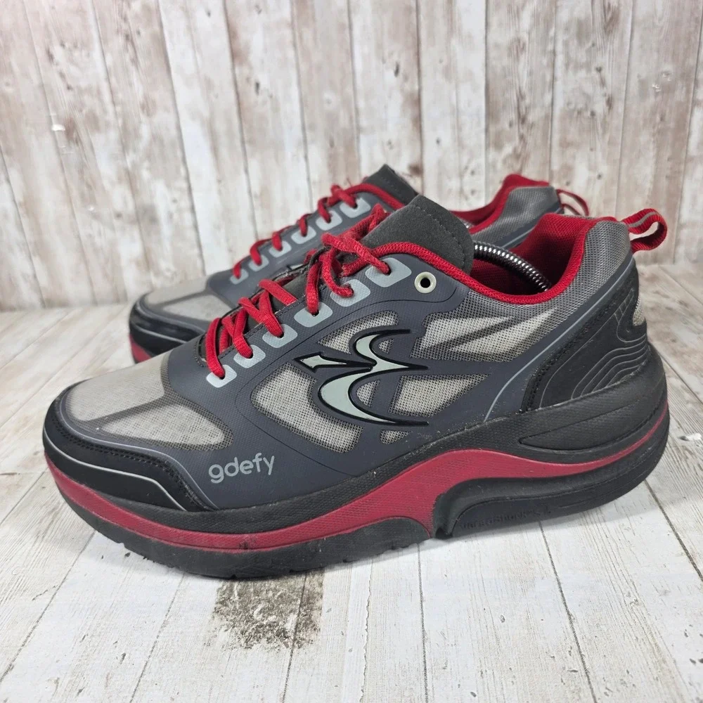Gravity Defyer G-Defy Ion Mens Grey Black Red‎ Walking Shoes TB9022MRG-W Size 12